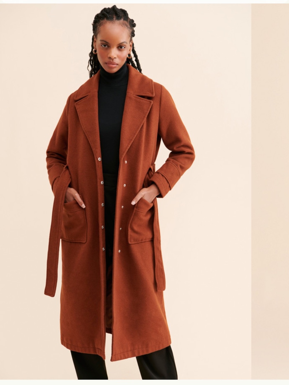 Just Female Rust Long Belted Trench Coat from nuuly